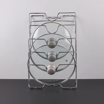 

Practical Kitchen Storage Rack Multifunctional Wall Mounted Five Layer Metal Anti Rust Pot Cover Rack