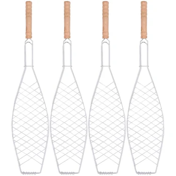 

4Pcs Fish Grill Basket Folding Portable Stainless Steel Barbecue BBQ Grill Basket for Fish Shrimp