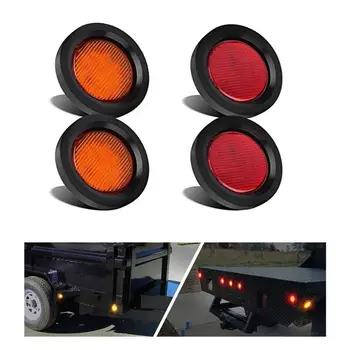 

4Pcs Truck Round Side Marker 24V Lights 7 Beads Stripe 7 LEDs Lights Round Trail