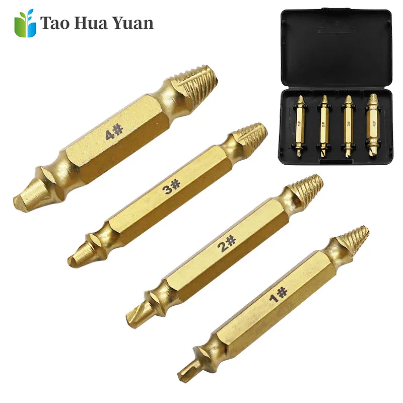 Titanium Plating Damaged Screw Extractor Drill Bits Guide Set Broken Speed Out Easy out Bolt Stud Stripped Screw Remover Tool