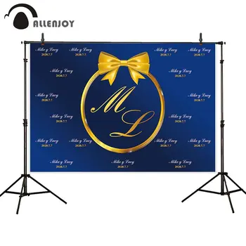 

Allenjoy Wedding Background Curtains Golden Bow Ring Name Step And Repeat Blue Anniversary Wallpapers Valentine's Day Photozone