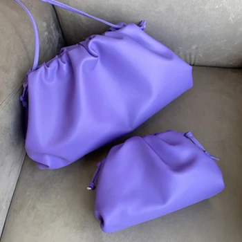 

Candy-colored leather cloud bag female 2020 new wave single shoulder messenger bag popular fold clutch dumpling bag