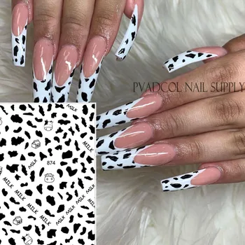 

Nail Art 3D Decal Stickers Animal Cow Print Black White Nails Mix Spots Adhesive Sticker Manicure Decoration Tool