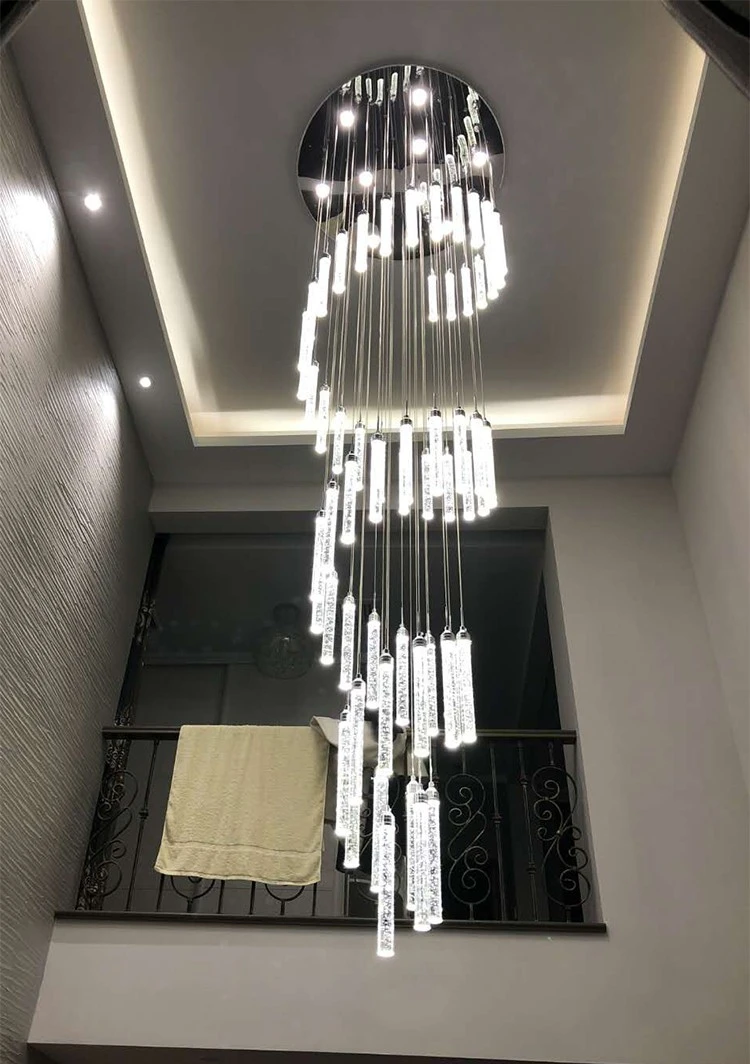 Justalant Lámpara de araña para techo alto, luces colgantes en escaleras entrada, Villa, escalera cristal|Luces colgantes| - AliExpress