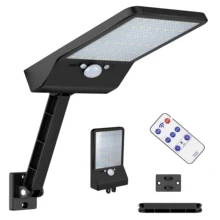 800 лм 48 Светодиодный Уличный настенный светильник на солнечной батарее, садовый настенный забор, настольная лампа, 3 режима, водонепроницаемая, для улицы, с дистанционным управлением, вращающийся кронштейн