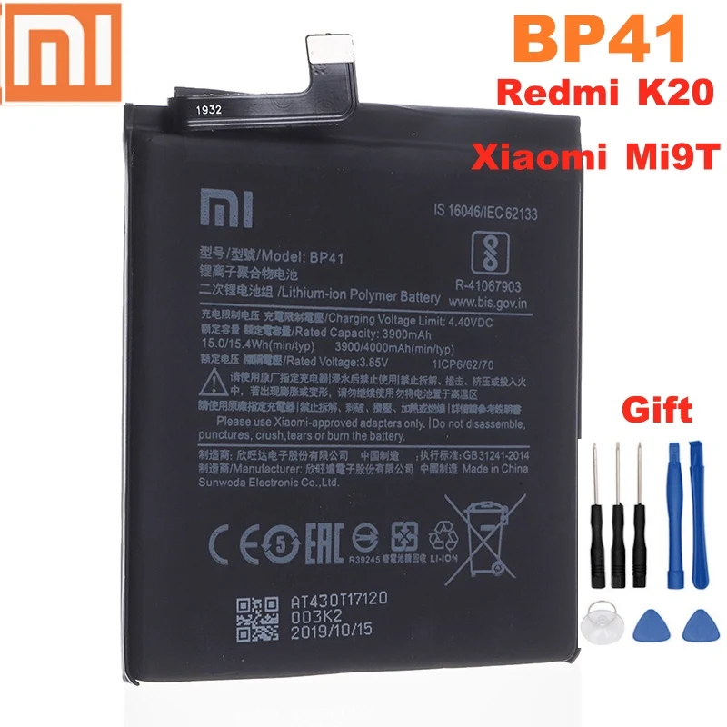 best battery phone 100% Original Replacement Battery BP41 BP40 For Xiaomi Redmi K20 Pro Mi 9T Pro Mi9T Redmi K20Pro Premium Genuine Battery + Tools samsung mobile battery