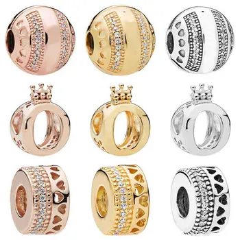 

Rose Gold Shine Openwork Crown O Hearts Of Logo Hearts Clip Charms Fit Pandora Bracelet 925 Sterling Silver Bead Diy Jewelry