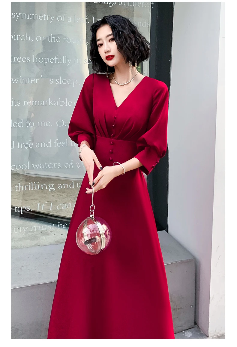 AE0141 wei yin Robe De Soiree сексуальные платья с v-образным вырезом винно-красные длинные вечерние платья для невесты элегантные вечерние платья в пол