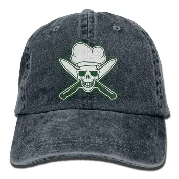 

Skull Chef Green Denim Hat Adjustable Unisex Casual Baseball Caps