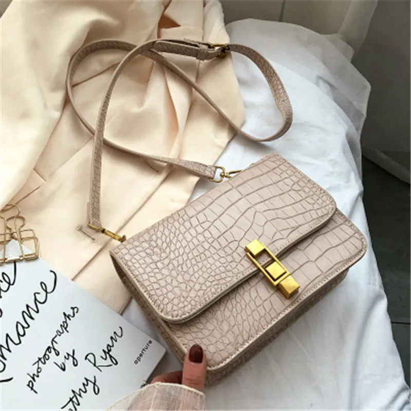 Korean Version Stone Pattern Shoulder Bags for Women Fashion Lock Crossbody Messenger Bag PU Leather Ladies Handbags mochila | Багаж и