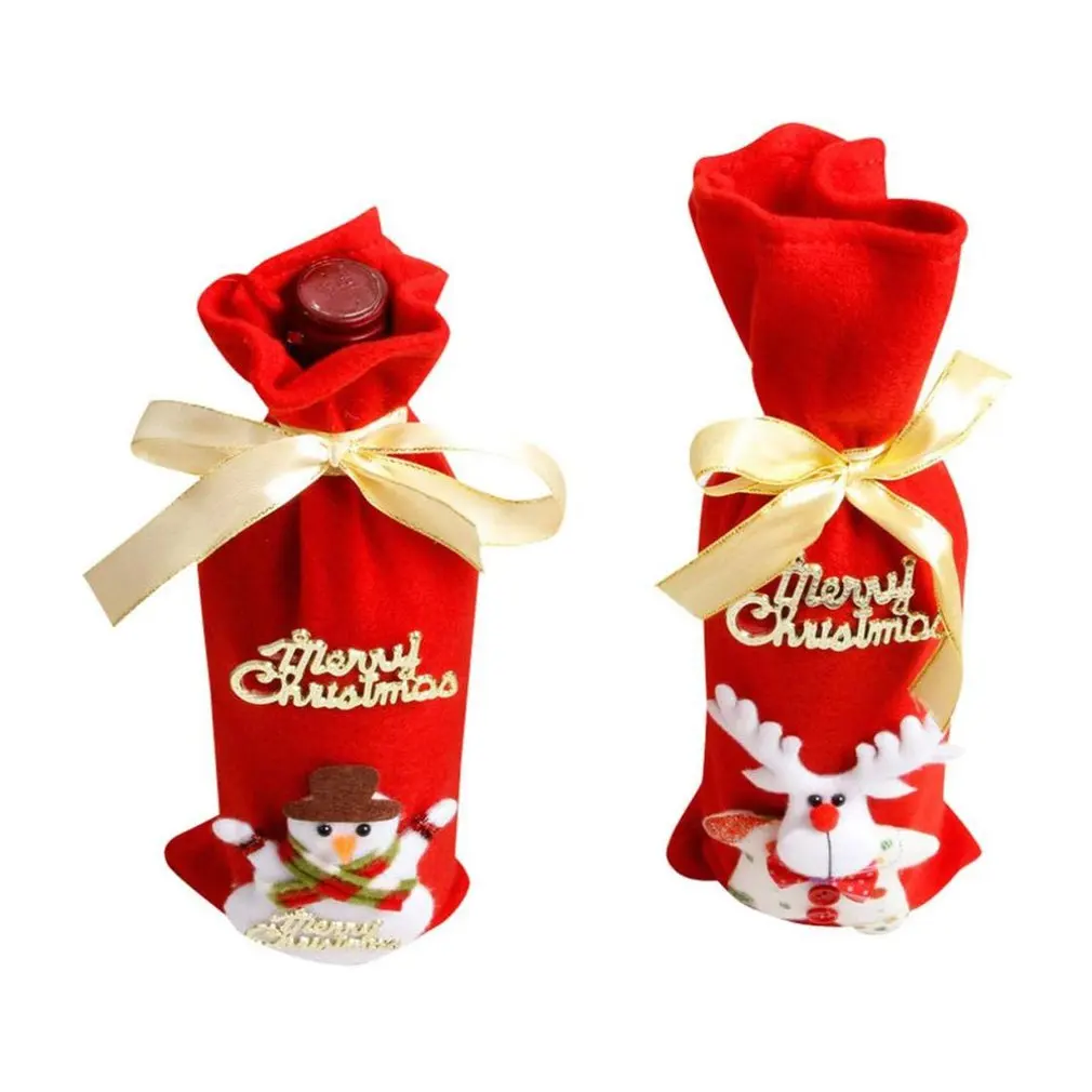 Wine Bottle Set Christmas Decoration Red Wine Bag Red Wine Bottle Set Home Table Decoration Christmas Party Supplies