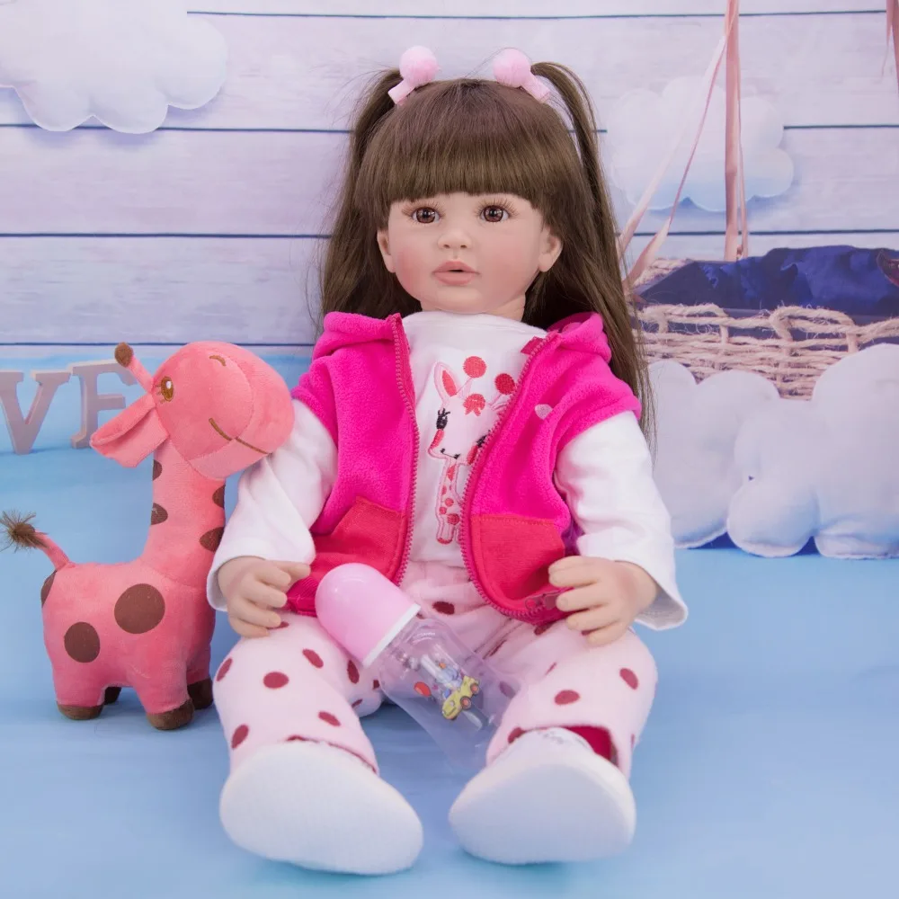 Горячая Распродажа, 24 дюймовые куклы-Реборн, Модные Силиконовые Мягкие реалистичные куклы для девочек, детские куклы, Этнические куклы, подарки на день детей