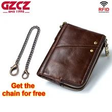 GZCZ роскошный брендовый мужской кошелек на молнии, дизайн, мужской кошелек из натуральной кожи, мини кошелек для монет Crazy Horse, мужской кошелек для Rfid