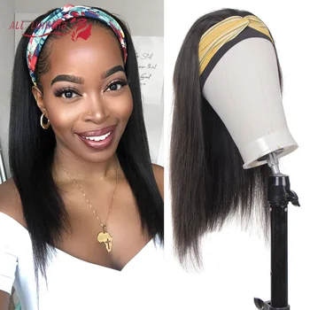 

Straight Headband Scarf Wig Glueless Affordable Brazilian Human Hair Wigs Beginner Friendly Full Machine Made Wig