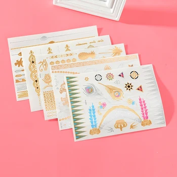 

1 Sheet Sexy Women Body Art Gold Silver Glitter Fake Flash Jewelry Paste Paper Waterproof Temporary Tattoo Sticker