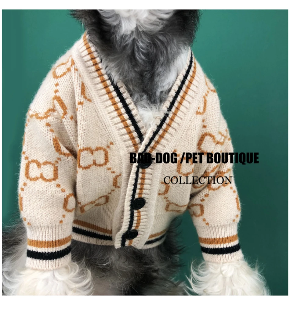 Модный свитер для собак, дизайнерский кардиган с принтом, однобортная одежда для джентльменов, Брендовое пальто с плюшевым йоркширским тидом