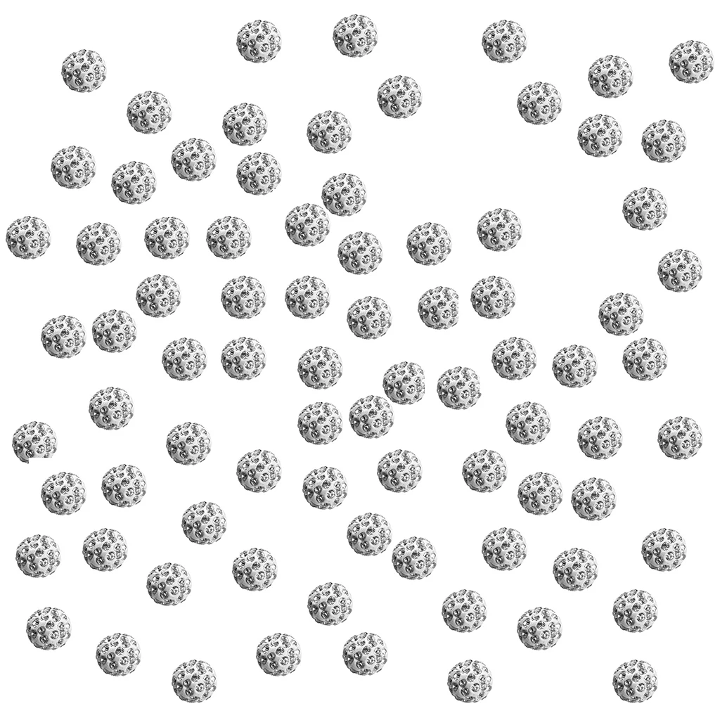 200 Pieces 6mm 8mm Disco Ball Polymer Clay Beads Round Spacer Loose Charms for DIY Jewelry Making Findings Accessories, silver color
