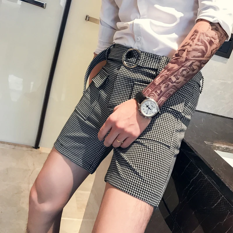 Mode Riem шорты Mannen повседневные облегающие шорты петух Heren уличная клетчатая одежда Korte Hombre Korte Masculino Zomer Kleding 3XL-M