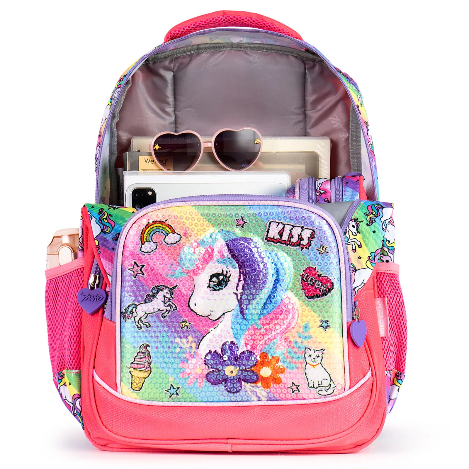 Combo Rainbow Sequin Unicorn School Bag