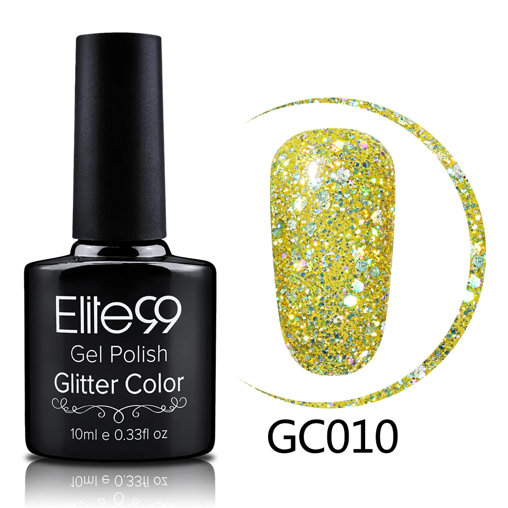 GC010 Elite99 10 мл Блестящий Перманентный лак для ногтей легко замачивается верхнее Базовое покрытие Гель-лак УФ светодиодная лампа машина Гибридный гвоздь лак - Цвет: GC010