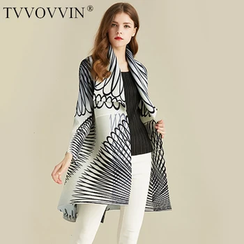 

TVVOVVIN White Stripe Long Sleeve Large Lapel Pleated Woman Cardigan Thin Jacket Casual Simple Fashion 2020 Autumn Coat New X096