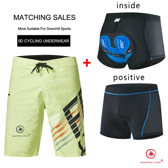 MARTIN FOX Men Padded Baggy Cycling Shorts Reflective MTB Mountain 