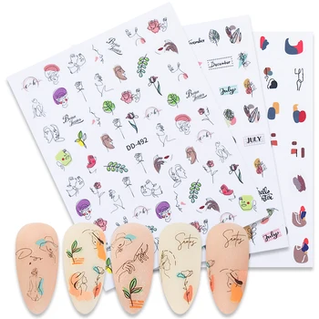 

1 Sheet 3D Nail Sticker Line Tree Flower Design Transfer Sticker Nail Art Slider Decoration DIY Adhensive Tips Accessory