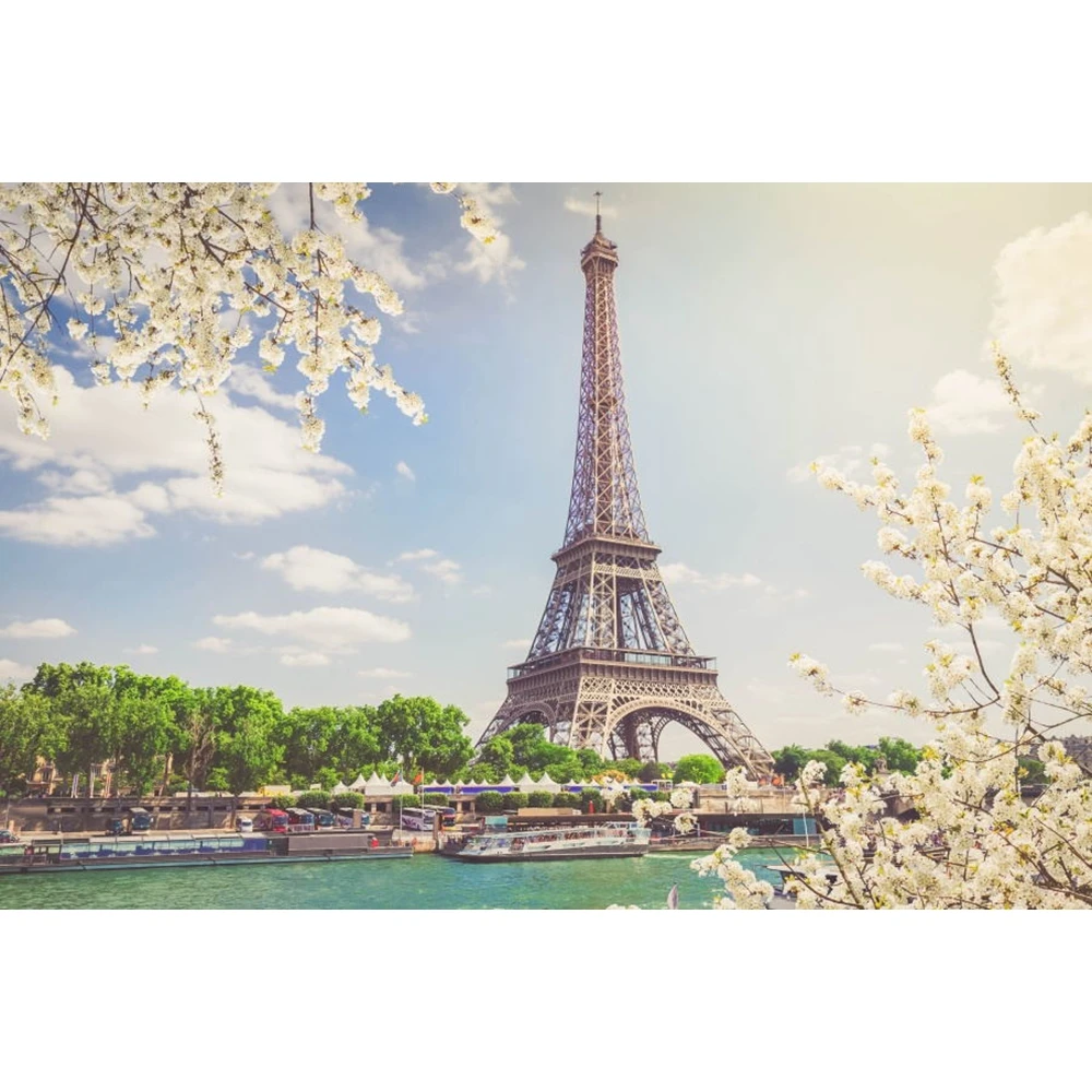 

Laeacco Photography Backdrop Eiffel Tower River Portrait Scene Baby Children Photographic Backgrounds Photocall For Photo Studio