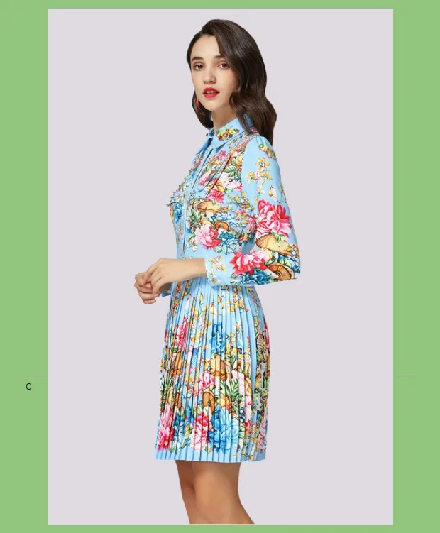 Дизайнерское платье; vestido de outono das mulheres manga longa; Повседневное платье с цветочным принтом; estampado fino plissado elegante vestido