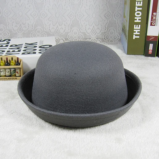 Fashion Winter Kids Hat Wool Bowler Hats Children Girls Hat Adjustable Kids Cap Autumn Spring 4-8 Years - Цвет: Gray