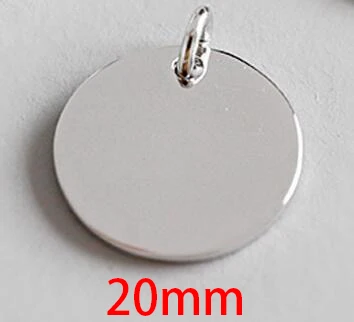 Pendant 20mm Подлинный 925 пробы Серебряный Модный Простой Шарм геометрический глянцевый круглый кулон - Цвет камня: Pendant 20mm