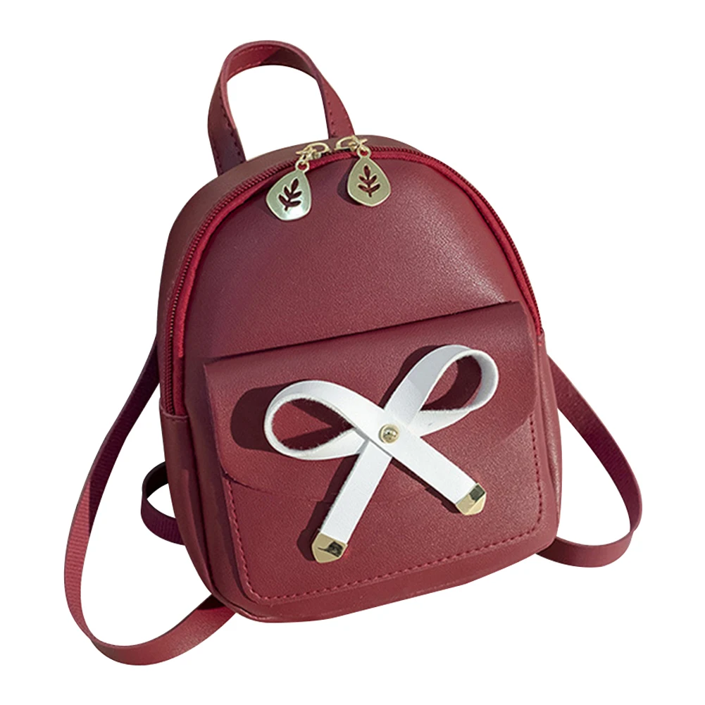 Mini Backpack Women Outdoor Travel Bowknot Faux Leather Multi-Function Small Backpack Knapsack Female Student Shoulder Bag