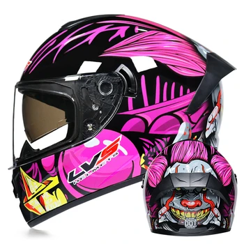 

Pink Motorcycle Helmet Full Face Moto Helmets Double Visor Racing Motocross Helmet Casco Helmet Motorbike Capacete DOT Approved