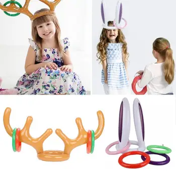 

Funny Inflatable Reindeer Antler Hat Ring Good Material Flexibility Delicate Design Toss Christmas Supplies Toys Kid Game
