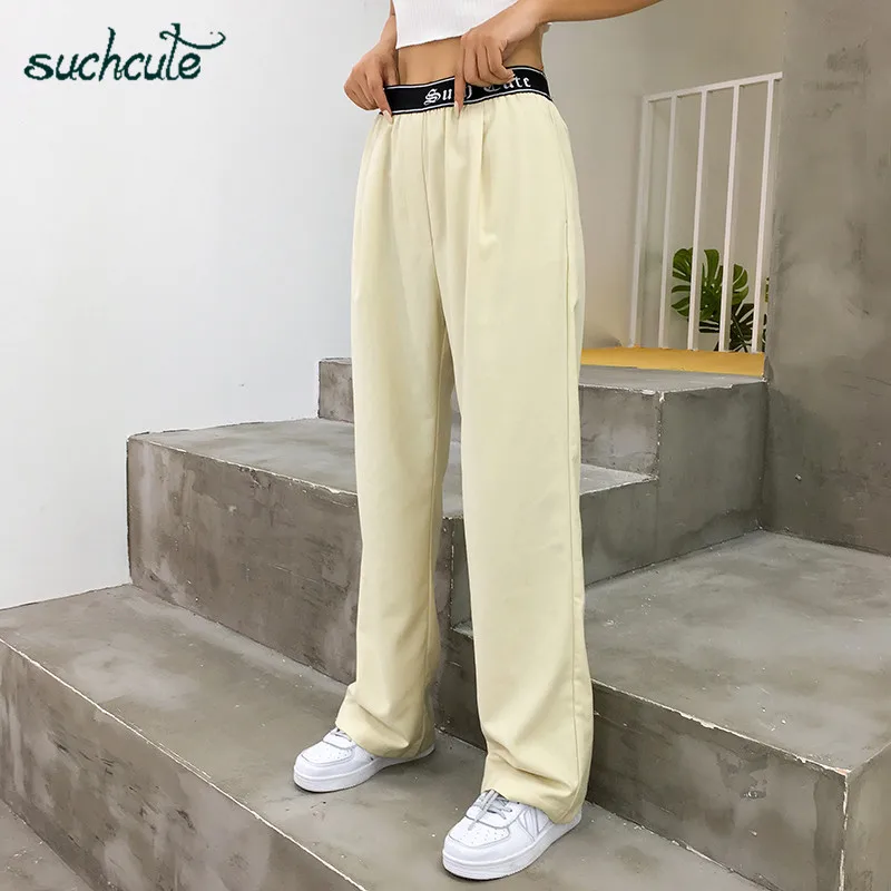 SUCHCUTE, широкие женские штаны, высокая талия, панк, корейский стиль, узкие брюки, повседневные, корейский стиль, Harajuku, женские джоггеры