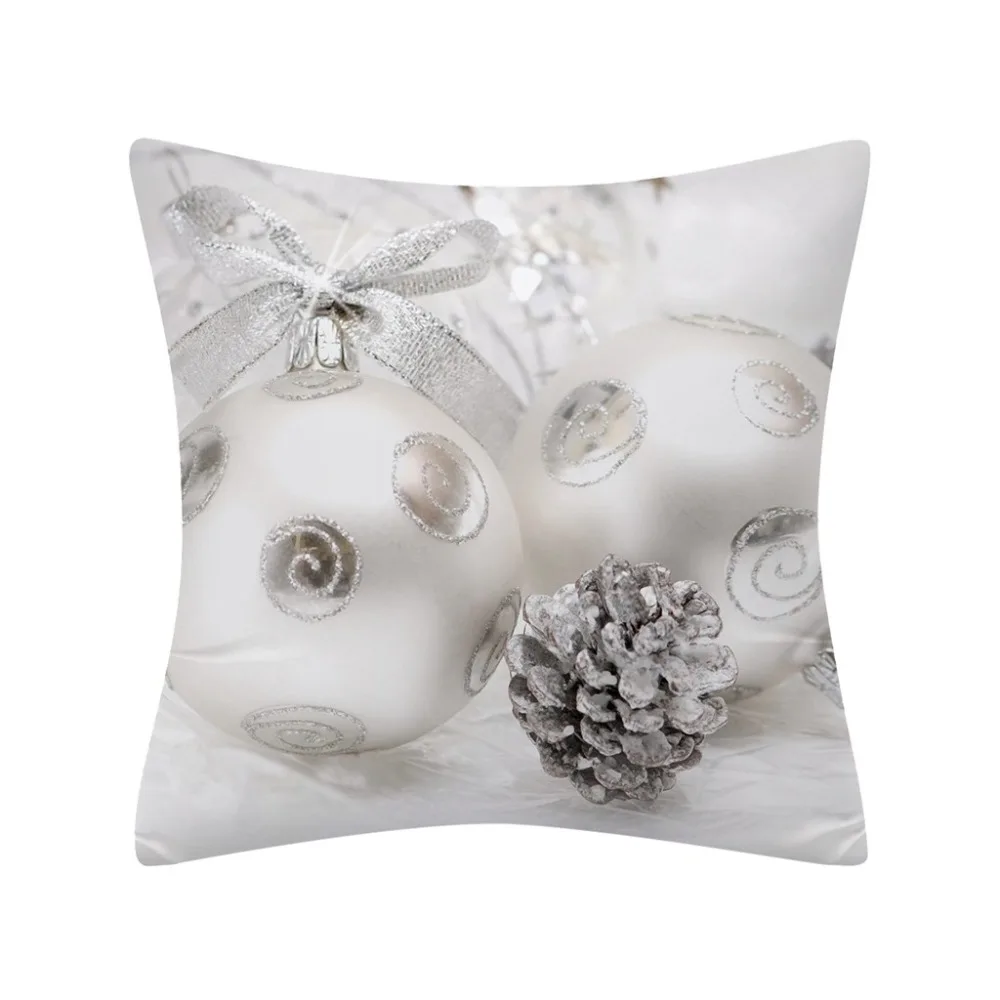  white Christmas peach skin pillowcase 45X45cm Christmas pillowcase flash polyester mulberry silk pillowcase billie elish 30S17 (14)