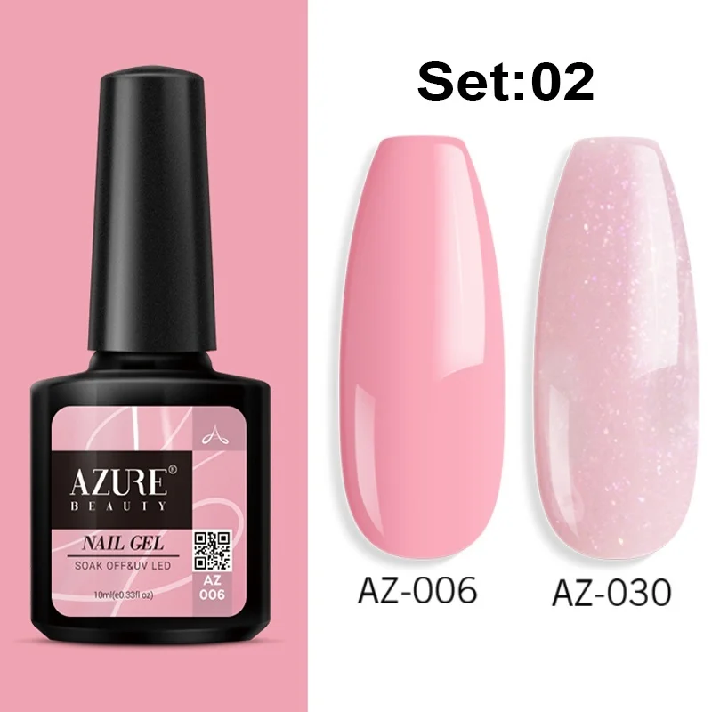 2 Azure beauty, 2 шт./лот, Гель-лак для ногтей, впитывающий УФ/светодиодный Гель-лак, набор, стойкий блеск, Цветной Гель-лак для ногтей, маникюрные наборы - Цвет: 2