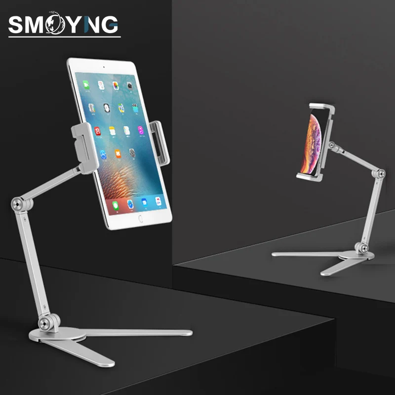 

SMOYNG Aluminum Alloy Phone Tablet Stand Holder Kitchen Wall Desktop Mount Flodable Support For iPhone iPad Pro Xiaomi Bracket