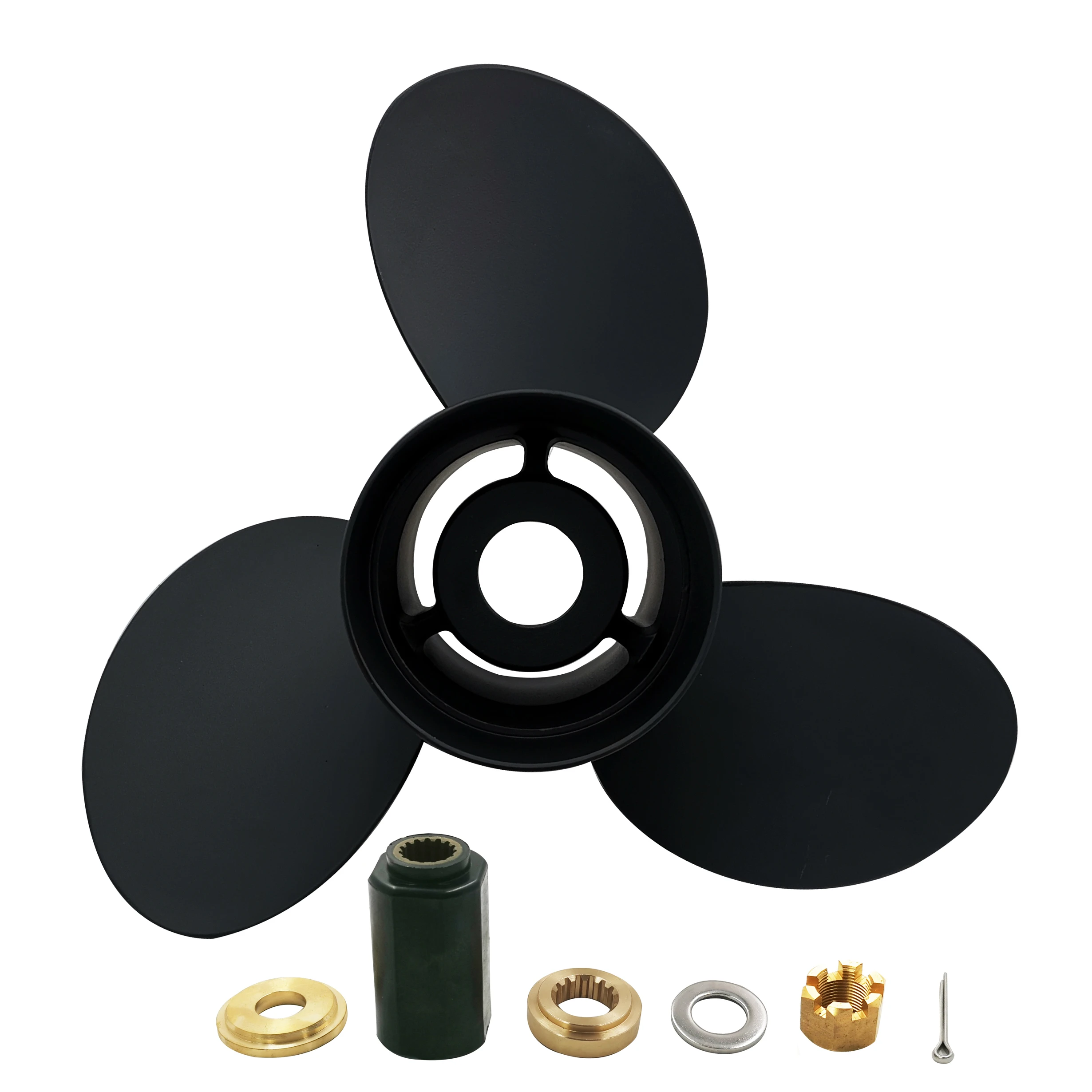 Best Price 14 1/2x19 for Yamaha 150-300 HP Interchangeable hub with hub kits 15 teeth spline aluminium boat accessories marine propellers