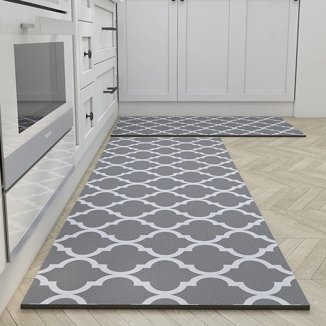 1pcs Modern Kitchen Carpet Waterproof Oilproof PVC Kitchen Mat Home Doormat  Nonslip Floor Mat for Living Room Bathroom Area Rugs