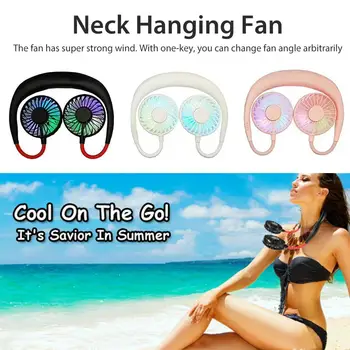 

2020 Hands-free Neck Band Hands-Free Hanging USB Rechargeable Dual Fan Mini Air Cooler Summer Portable 1800mA Sarmocare 3 Speeds