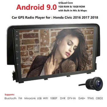 

1+16G Android 9.0 Car Radio Multimedia Video Player Navigation GPS For Honda Civic 2016 2017 2018 2 din BT dvd raido auto stereo