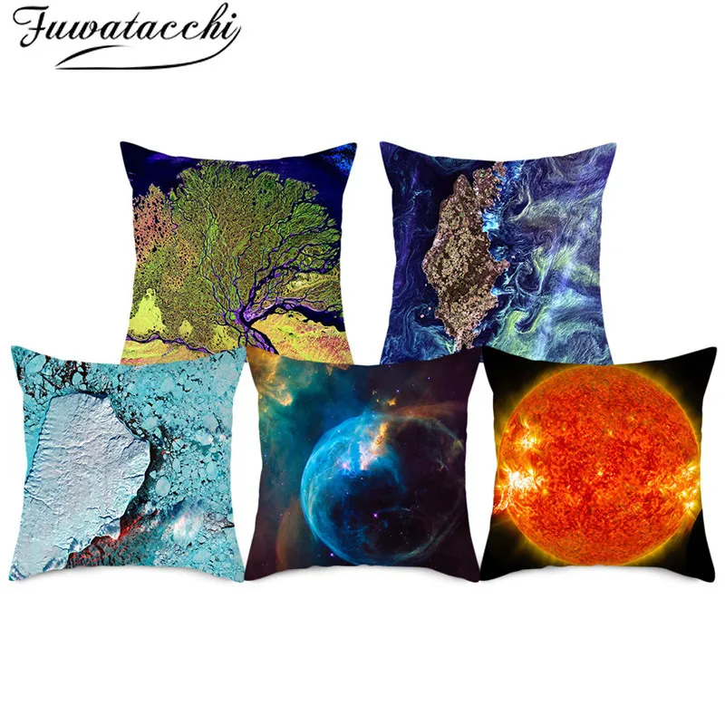 

Fuwatacchi Universe Planet Cushion Cover Hand-painted Landscape Pillow Case Home Decorative Throw Pillow Cover for Sofa Car Seat