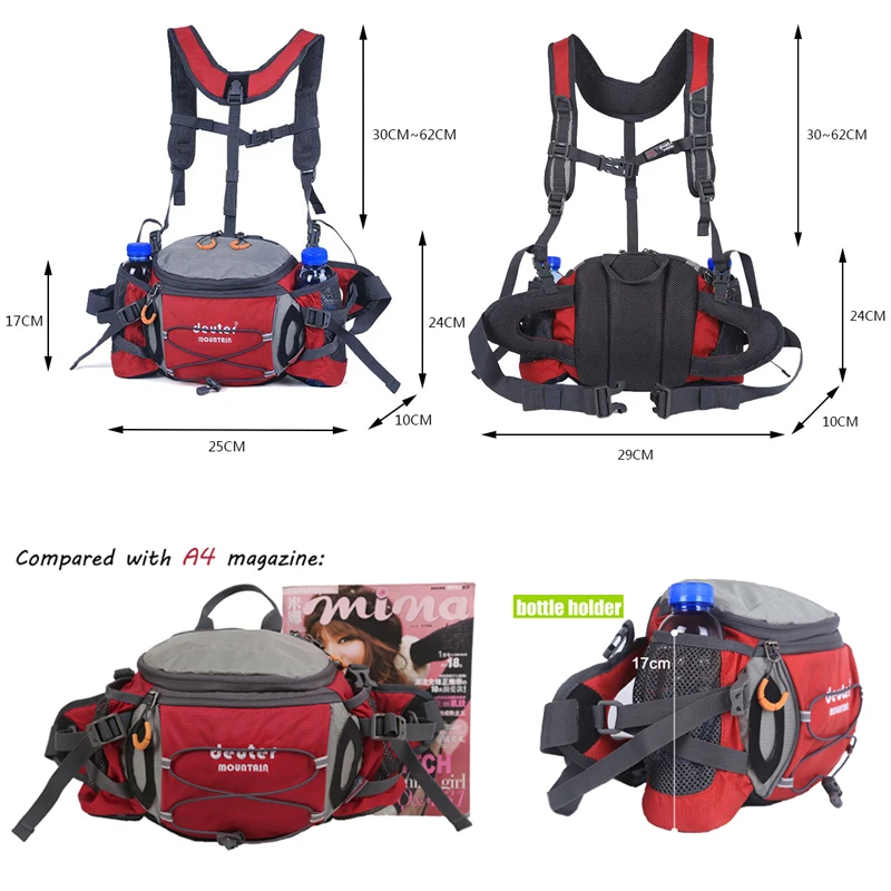 Multifunction Sport Waist Bag Hiking Cycling Waist Pack Portable Mountaineering Backpack for Bottle Small Smart Sporting Pouch
