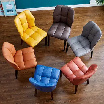 

Simple soft bag dining chair home back European light luxury leather chair single sofa chair lazy leisure chair
