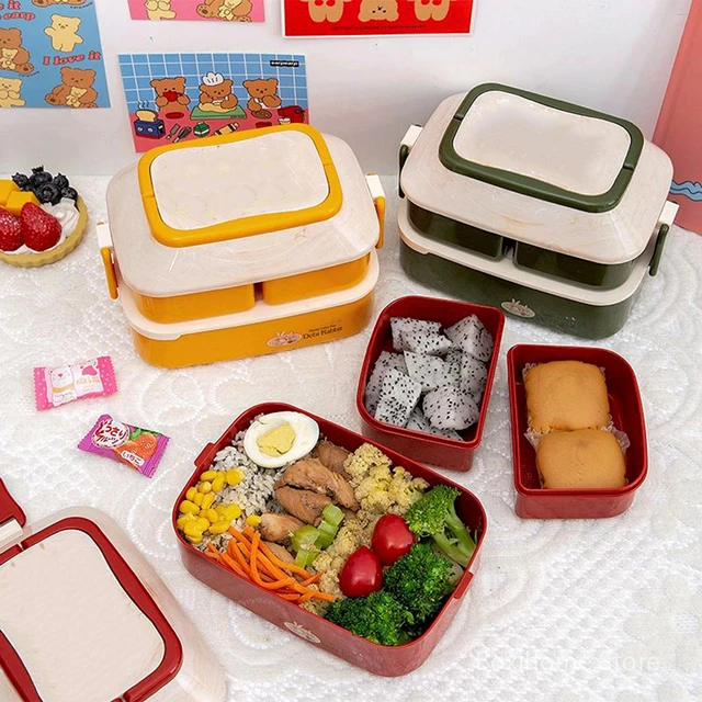 GENERICO Taper Tupper Hermético Infantil Lonchera Kawaii Bento Naranja