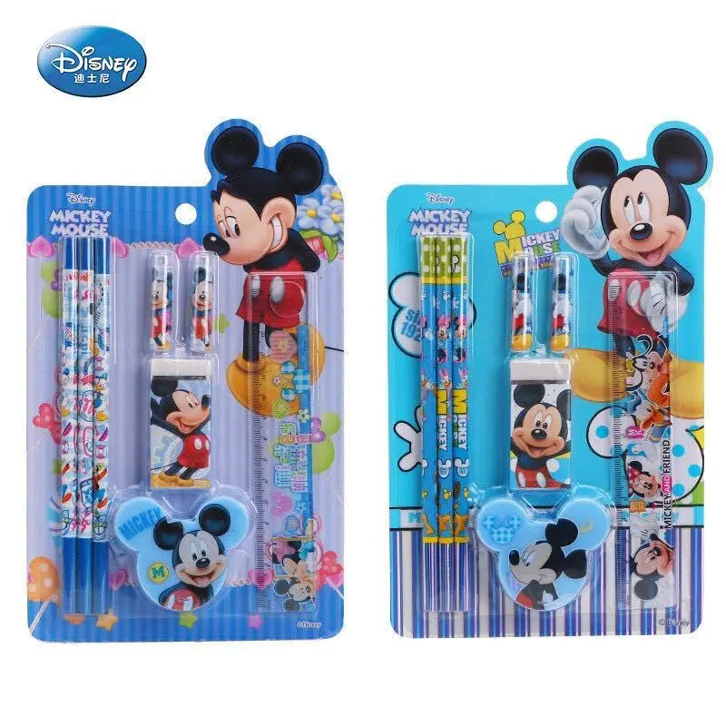値下げ！ミッキー＆ミニー鉛筆デッサン額装2点➕公式フィギュア・セット 8ピースのディズニーミッキーとミニーのセット,文房具セット