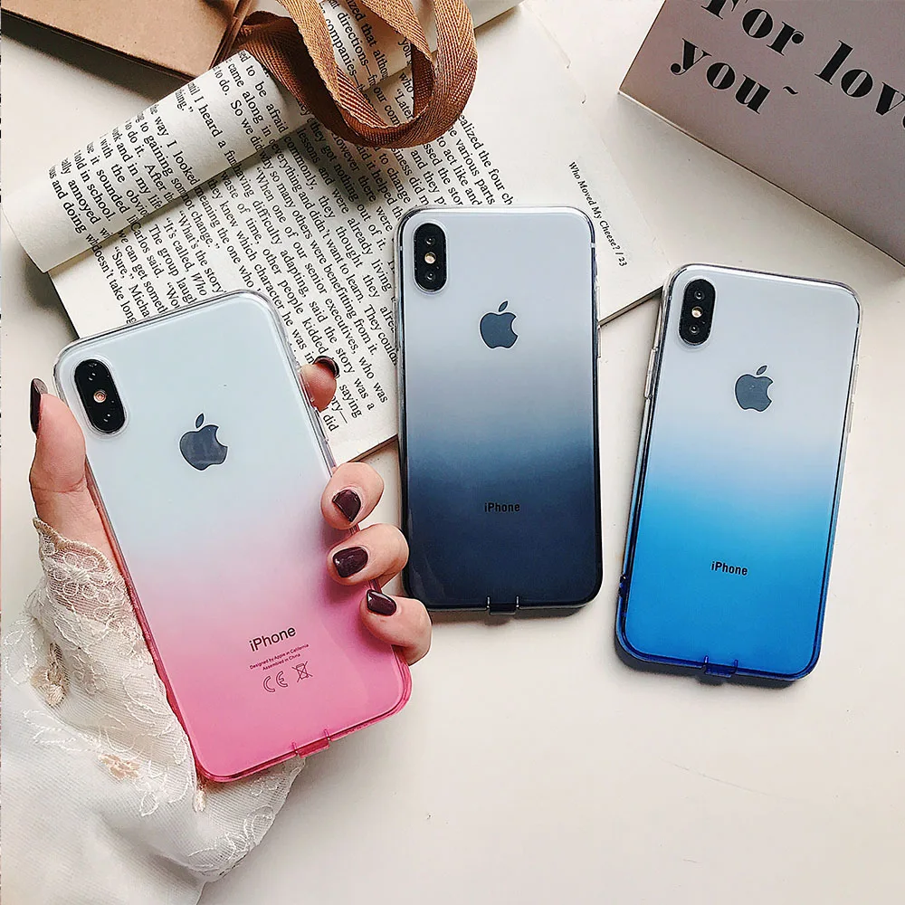 Прозрачный чехол с градиентом для iPhone 11 Pro Max 12 Mini XS X XR 7 8 Plus SE 2020 6 6S iPhone11