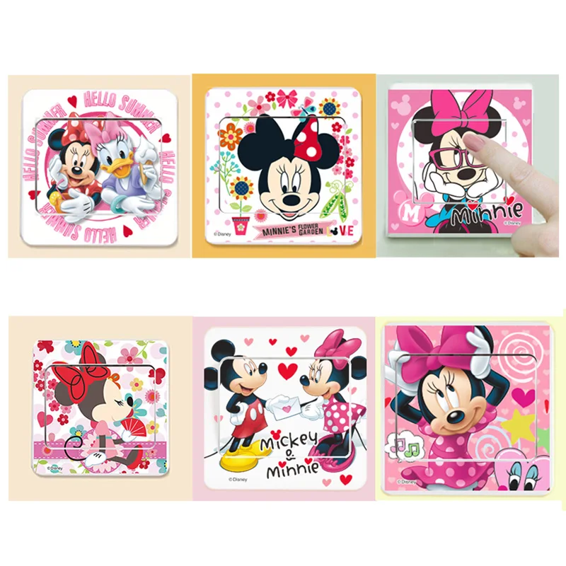 Lovely Mickey Minnie Pattern Wall Stickers For Girls Bedroom Home Decoration Diy Cartoon PVC Animals Mural Art Kids Wall Decals