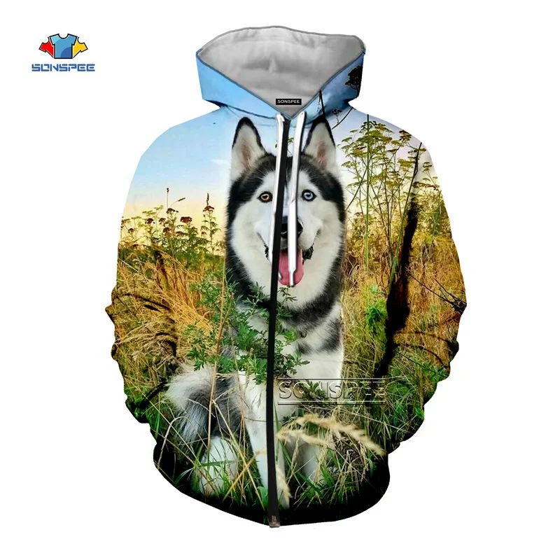 Толстовка SONSPEE Husky Silly Dog с 3D принтом в виде животных для мужчин и женщин в стиле Харадзюку, толстовка в стиле хип-хоп, уличная толстовка на молнии в стиле хип-хоп, пуловер G01 - Цвет: 17